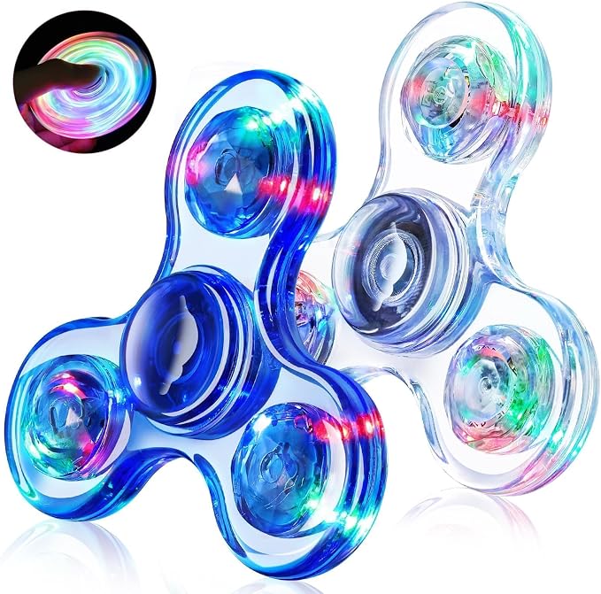 Fidget Spinner 2 Pack, Light up Sensory Fidget Toys Adults Kids 4-8-12 with Autism ADHD, Kids Travel Toys Anxiety Stress Relief Teen Boy Gifts, Classroom Prizes Glow Birthday Party Graduation Gifts | Kids Travel Toys Anxiety Stress Relief Teen Boy Gift...