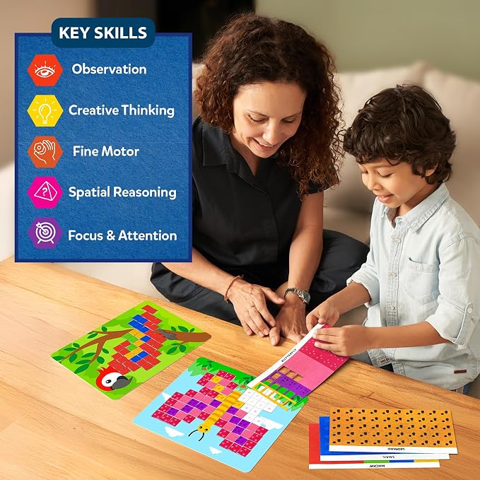 Skillmatics Felt Fun – Animals, Mosaic Art & Craft Activity, Gift for Kids | Reusable Color Matching Activity, Mess-Free, Travel Toy, Arts & Crafts, Fine Motor Skills, Girls & Boys Ages 3, 4, 5, 6, 7, 8