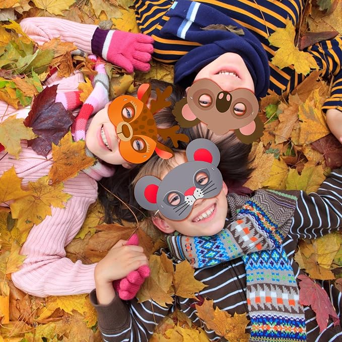 24 Pcs Animal Crafts for Kids Classroom Color Your Own Animal Masks | DIY Coloring Arts and Crafts for Jungle Animals Party Favors Birthday Dress-Up School Activity Masquerade Cosplay Supply