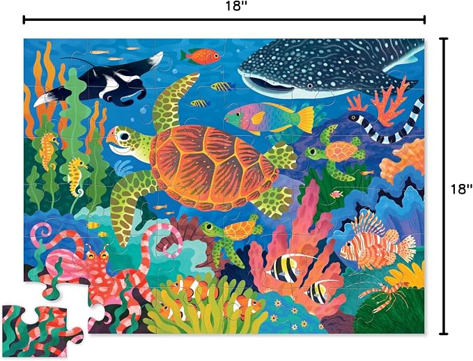 Crocodile Creek Jigsaw Puzzle, 36 Piece for Kids 3 Years and Up, Heavy-Duty Shaped Box for Storage, Finished Puzzle Size 18 x 24 inches, Sea Turtle
