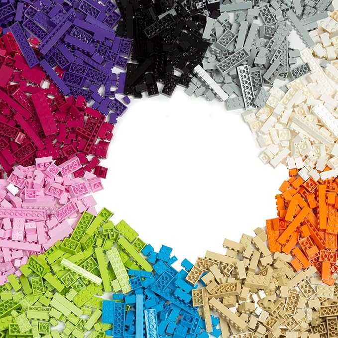 Barcaloo 1000 Piece Building Bricks Kit - Pastel Colors, Axles Included | Includes Wheels & Tires, Windows & Doors Pieces, Compatible with All Major Brands