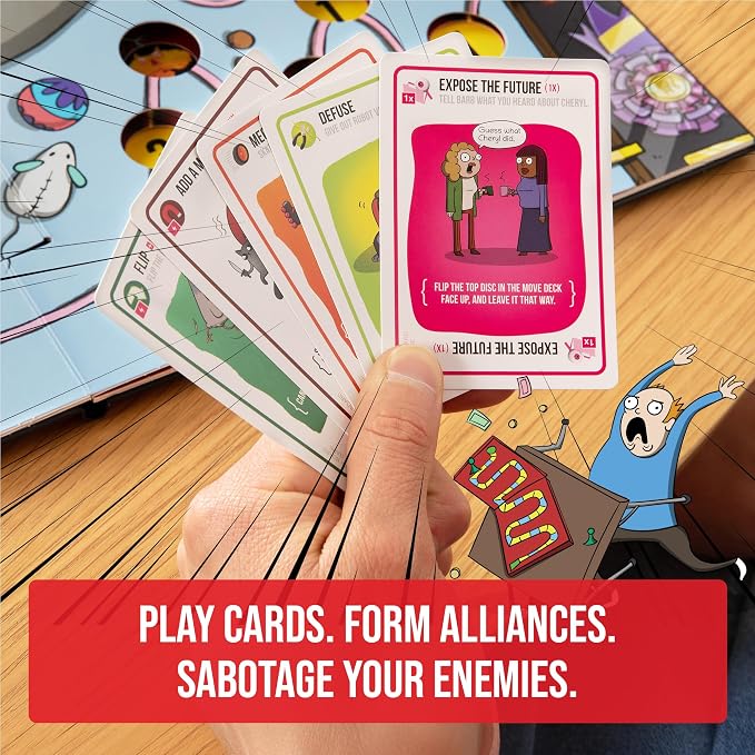 Exploding Kittens The Board Game, 2-6 Players, Age 7+ | One of the bestselling card games of all time is now a board game! Flip the pop-up board, strategize, sabotage, and surprise.
