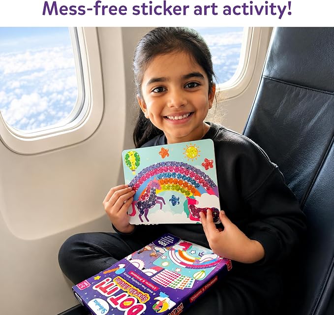 Skillmatics Dot It Sticker Art – Unicorns & Princesses Sparkle, Craft Kit | 500+ Stickers, DIY Scrapbooking Activity, Screen-Free Travel Toys, Gift for Toddlers, Girls & Boys Ages 3, 4, 5, 6, 7