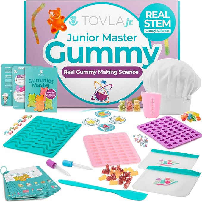Kids Gummy Making Kit | Real Reusable Candy Science | Ages 6-12 | STEM DIY Activity | Gummy Molds and Visual Recipe Cards | Screen Free Fun | Birthday Christmas Gift Stocking Stuffer