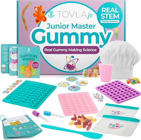Kids Gummy Making Kit | Real Reusable Candy Science | Ages 6-12 | STEM DIY Activity | Gummy Molds and Visual Recipe Cards | Screen Free Fun | Birthday Christmas Gift Stocking Stuffer