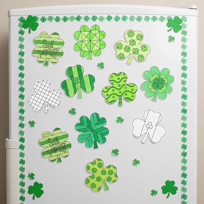 X1zuue 30Pcs St. Patrick's Day Color Your Own Magnets Art Crafts for Kids | Shamrock Blank Coloring Magnets for Holiday Irish Party School DIY Activities Fridge Whiteboard Decor Supplies