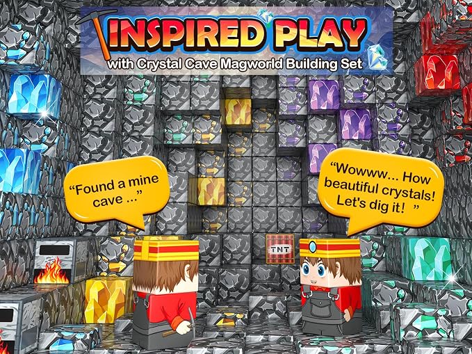 100PCS Magnetic Blocks Building Toys STEM Learning Magnet blocks(0.8") | Magnetic Toys for Kids Age 3-5 4-8 5-7 8-12, Gem Cave Mine Magnet World Craft, Birthday Gifts for for 3+ Years Old Boys Girls