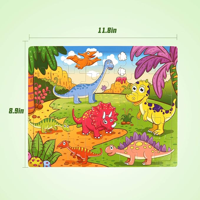 SYNARRY Large Dinosaur, Animal, Ocean & Insect Puzzles for Kids Ages 4-6 | Wooden Puzzles for Toddlers & Kids Ages 3-5, Birthday Gifts for Boys & Girls, Educational Toys, Screen-Free Play