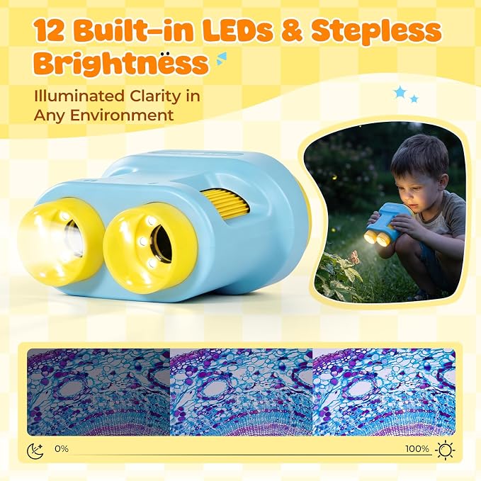 Handheld Microscope for Kids - HTVRONT 1000X Kids Microscope 2.0" HD Screen | 2-in-1 Microscope & Telescope, Kid-Friendly Operation, 4-Hour Extended Battery, Ideal Educational STEM Gift for Kids 3-12