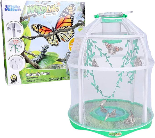 Uncle Milton Butterfly Farm Live Habitat - Observe Caterpillars Transform Into Butterflies, STEM Toy, Great Gifts for Boys & Girls Ages 6+