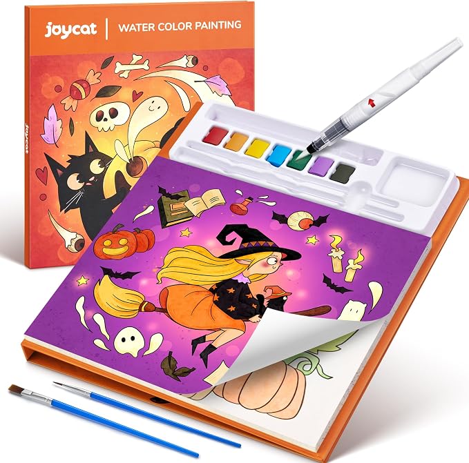 JoyCat Paint with Water Coloring Books for Toddlers (Halloween) | Watercolor Painting Set for Kids Ages 3-5 & 4-8, Arts & Crafts Drawing Activity Travel Toy, Birthday Gifts for Boys & Girls