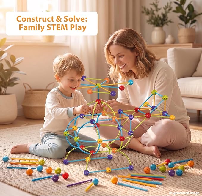 COUOMOXA 253 Pcs STEM Building Toys with Sound Bells