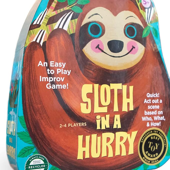 eeBoo Sloth in a Hurry Improv Action Game - Award Winning Creative Acting & Imagination Game, Screen-Free Fun for 2-4 Players, Ages 5 and up