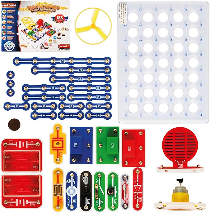 Science Kidz Electronics Kit - 188 Science Experiments Set for Kids | Age 5-10 Years Old - Electric Circuits Experiment Set - Educational STEM Toys