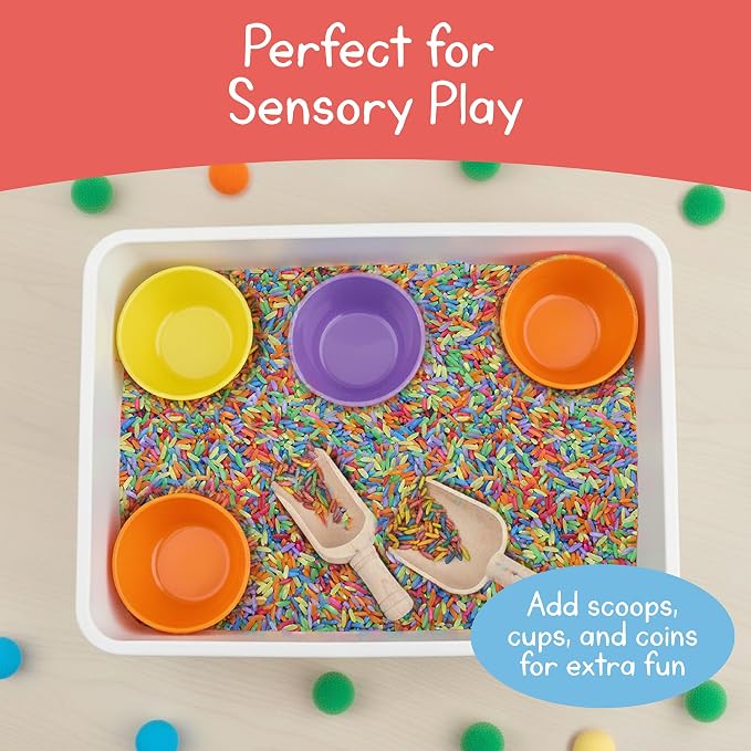 Rainbow Sensory Play Rice for Kids, 2 lbs – Colorful Sensory Bin Filler for Scooping, Pouring, Sorting & Creative Play – Perfect for Sensory Bins and Tables – Fine Motor Play – Ages 3+