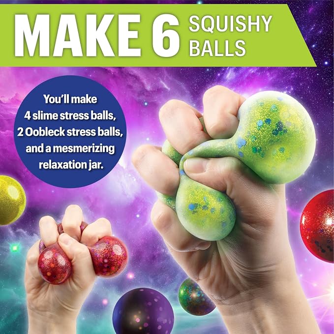 Squishy Ball Making Kit & DIY Stress Ball Science Lab by MindWare | Hands-on experiments kids set up and run themselves. Includes 6 stirring sticks and 6 balloons. Ages 8+.