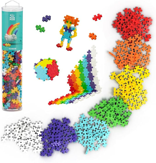 PLUS PLUS 240 Piece Rainbow Mix - Mini Waffle Blocks, Classroom Must Haves | STEM Toys, Sensory Bin Filler, Autistic Kids Must Haves, Gifts for Boys & Girls, Christmas Stocking Stuffers for Kids