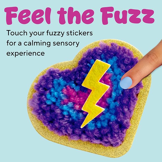 Creativity for Kids Make Your Own Latch N' Patch Fuzzy Stickers Kit | Assemble, Trim & Decorate 5 DIY Yarn Patches | Mess-Free Latch Hook Craft | Sleepover & Screen-Free Kids Activity (Ages 7+)