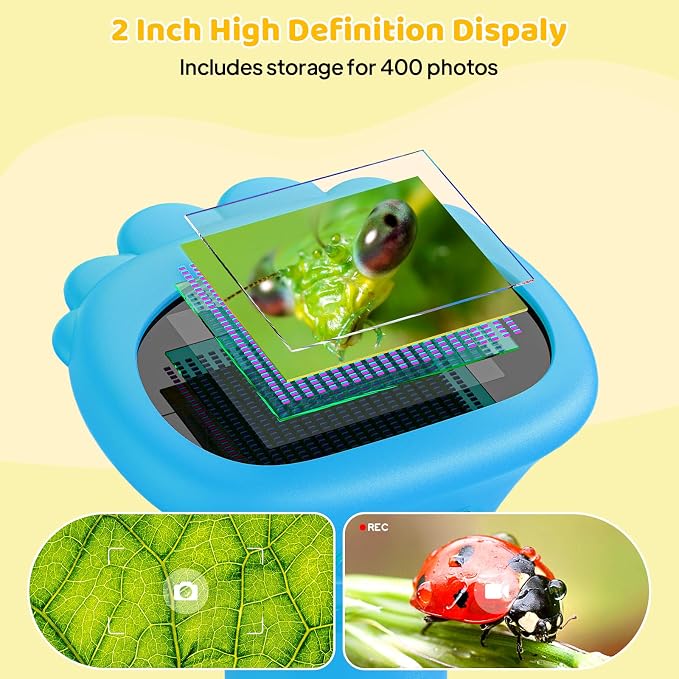 Kids Microscope, Pocket Portable Microscope for Kids with 2'' Inch Screen - Powerful Handheld Microscopes Bug Microscope with Light, 2026 Best Easter Birthday Gifts for Age 3-12 Boys - Blue | handheld bugs magnifier, record photos & videos, rechargeabl...