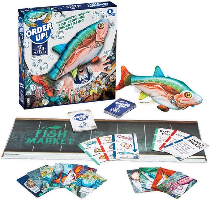Order Up Fish Market Card Game - Fun Cooperative Family Board Game for Kids 8+, Fast Action Game Night