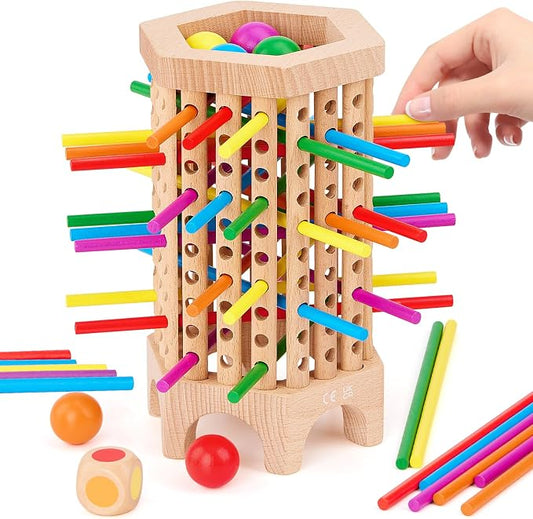 Centtechi Montessori Game Wooden Board Games for Kids 4-6-8, Colorful Sticks Math Educational Toys for Boys and Girls, Classic Fun Dice Games for Family Game Night 2-6 Players