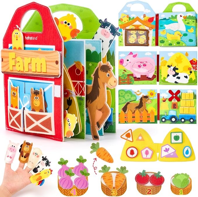 hahaland Busy Book for Toddlers 1-3 - Farm Animals Busy Board 1 Year Old | hahaland Busy Book for Toddlers 1-3 - Farm Animals Busy Board 1 Year Old