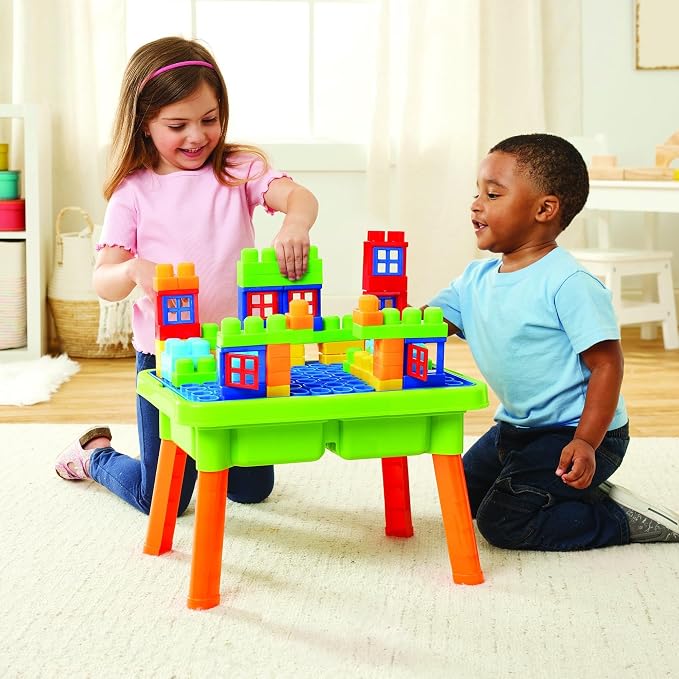 Kidoozie - Little Builders Activity Table | Flip the lid for a block-building surface, open it up for scoop-and-pour play - three sensory stations in one, Ages 2+
