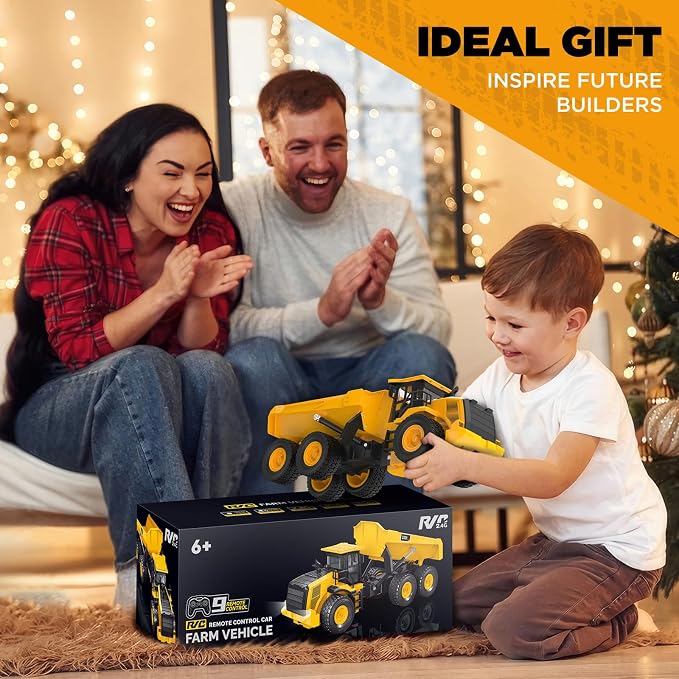 Mighty 9-Channel RC Dump Truck Toy | 1:18 Scale All-Terrain 6-Wheel Construction Vehicle with Lights & Sounds, 6 Wheels & 100-Min Battery, Remote Control Truck for Kids & Adults, Great STEM Gift 2026