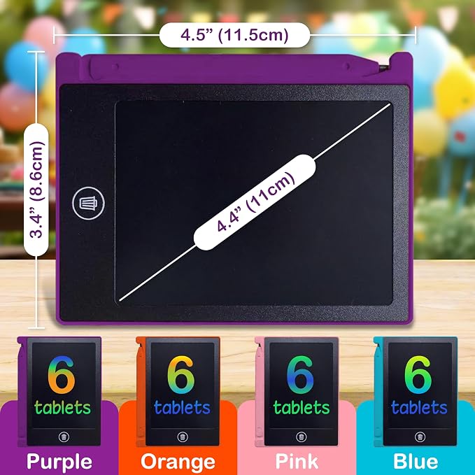 Playtapus Mini LCD Writing Tablet for Kids, 24 Pack – 4.5" Reusable Doodle Boards, Non-Candy Party Favors, Goodie Bag Fillers, Classroom Prizes, Screen-Free Travel Toys for Boys & Girls Ages 3-8