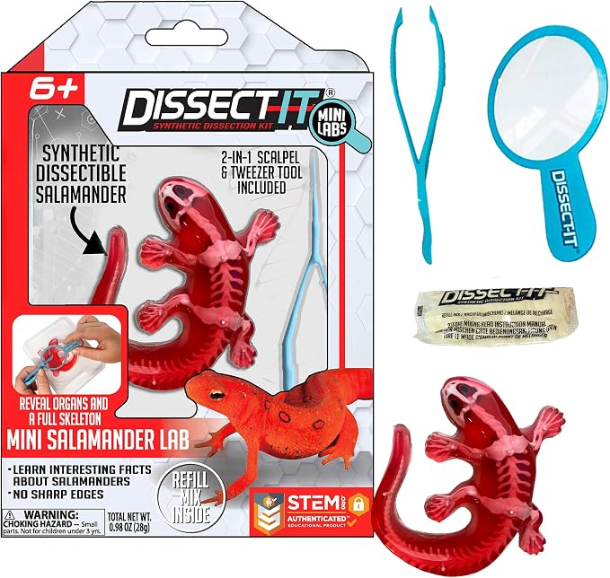 Top Secret Toys Dissect-It Mini Labs Salamander Dissection Kit for Kids, Realistic Synthetic Kids Science Kit - On, Biology and Animal Anatomy, STEM Toy, Ages 6+
