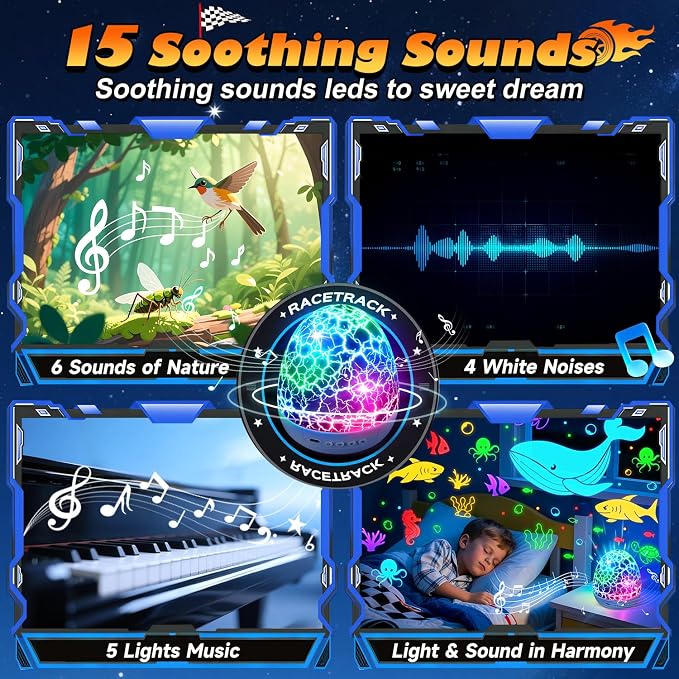 PIKOY Cars Toy Projector, 6 HD Films Kids Night Light, 15 Sounds Egg Light | 31 Colors, Remote Control, 360° Rotation, Car Toys for Toddlers 1-3 Boy Cars Toys for 3-5 Year Old Boy Birthday Gifts for 4-6
