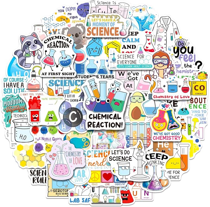 200 PCS Chemistry STEM Stickers | Laboratory Classroom Decor, Waterproof Vinyl, For Teachers Students Kids Teens Adults, For Water Bottle Laptop Notebook