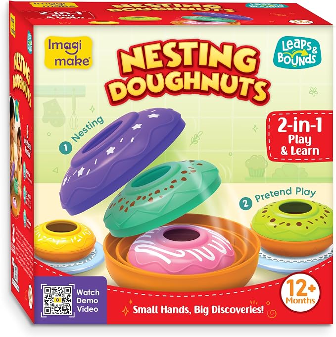 Imagimake Leaps & Bounds - Nesting Doughnuts, Montessori Toy, Ages 12M+ | Early Learning Montessori Toy, Learn Colors, Sizes & Stacking Skills, Birthday Gift for Boys & Girls Ages 1,2,3 Years Old