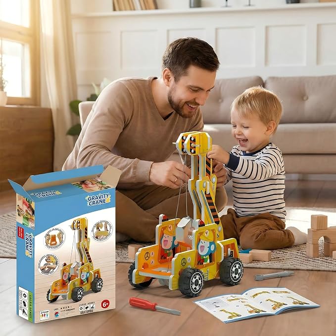 STEM Gravity Crane Science Kit, DIY Pulley & Lever, Energy Conversion | Build a gravity crane! See pulleys & levers in action, explore energy conversion. Real parts, safe assembly. STEM curiosity.