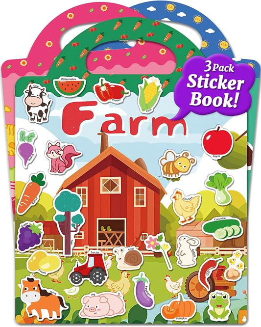 Benresive Reusable Sticker Book for Toddlers, Stickers for Kids, Travel Toy | Toddler Toys, Boys Girls Birthday Gifts, Airplane & Road Trip Essentials Kids, No Mess Waterproof Toddler Crafts Activities