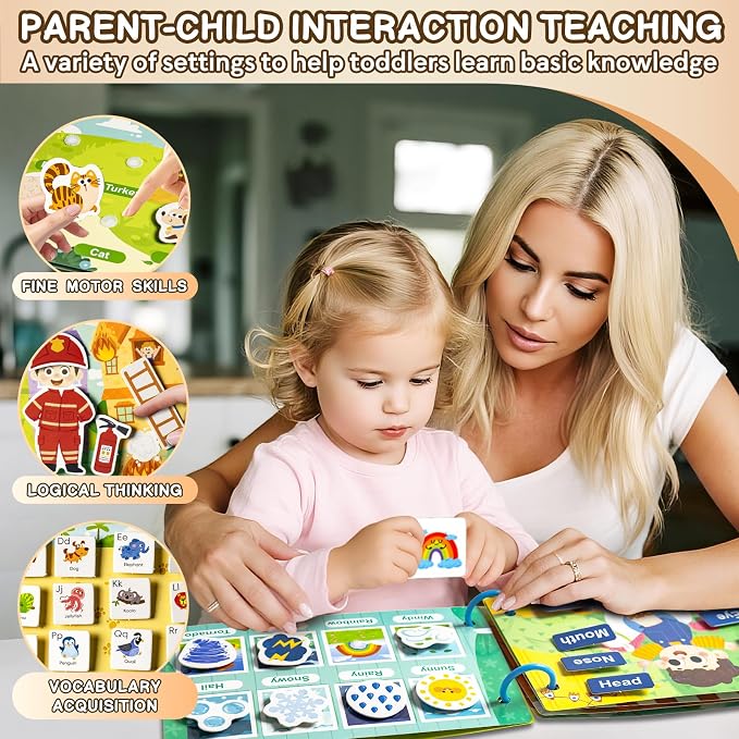 3 Pack Busy Books for Toddlers, Montessori Quiet Book, Preschool Learning Activities Educational Workbook, Sorting Matching Sticker Fixing, Gifts for Kids Age 3+ (Farm, Vehicle, Weather)