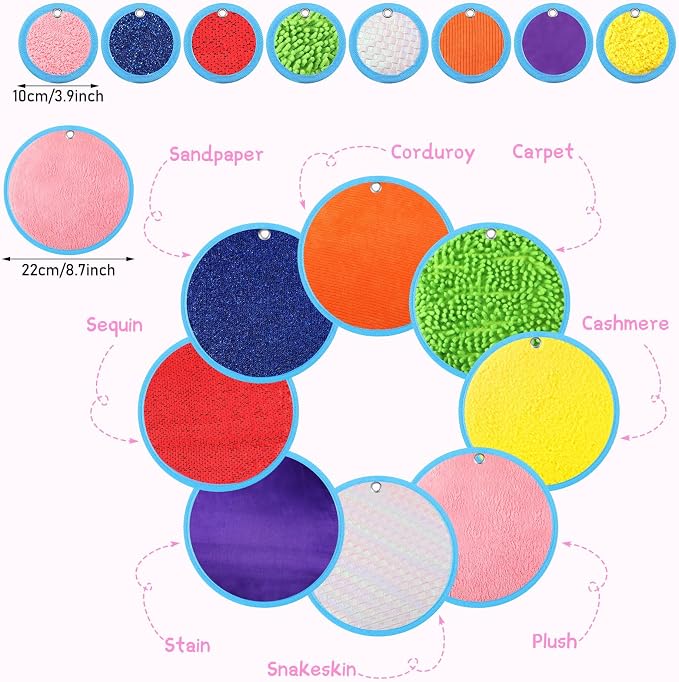 16 Sets Textured Sensory Tiles Mini Mats Educational Tactile Sensory Toys Assorted Texture Floor Tiles Textured Mat for Autism Learning Play Fidget Activity Game