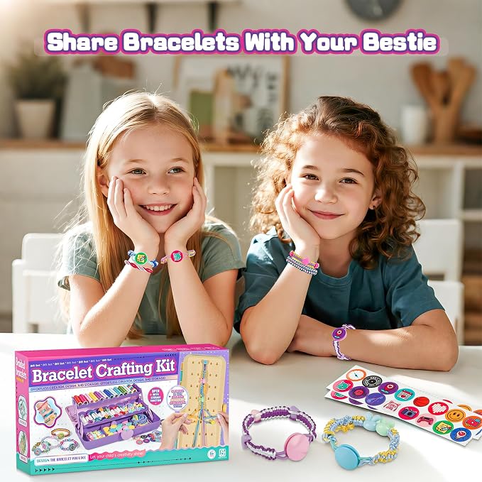 Cmiolacuna Friendship Bracelet Kit for Girls 8-12, 3-Layer Storage Box | Complete Friendship Bracelet Kit With String, Beads and Buttons, Plus a 3-Layer Storage Box to Keep Every Supply Sorted