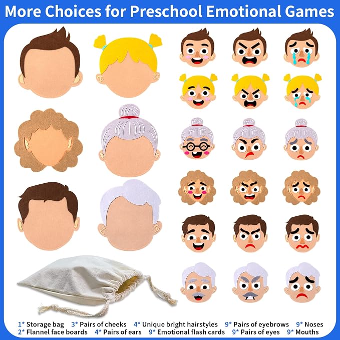 Craftstory 116 Pcs Feeling & Emotions Busy Board Sensory Toys for Toddlers - 6 Family Face Boards Social-Emotional-Learning-Games, Kids Autism Speech Therapy Materials, Gifts for Boys Girls Age 3+