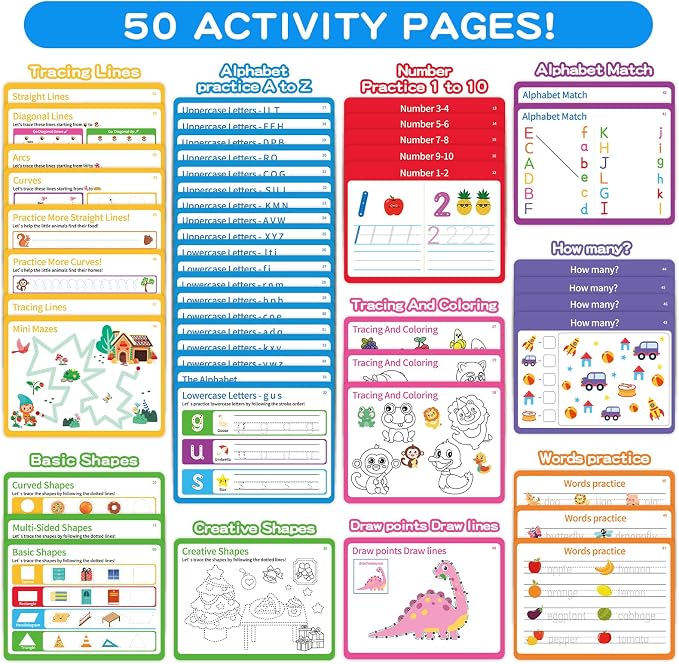 Preschool Learning Activities, Tracing Books for Kids Ages 3+, Toddler Handwriting Practice, Letter Tracing for Kids, Preschool Kindergarten Workbooks 3+, Learning Books for 3+ Years Old