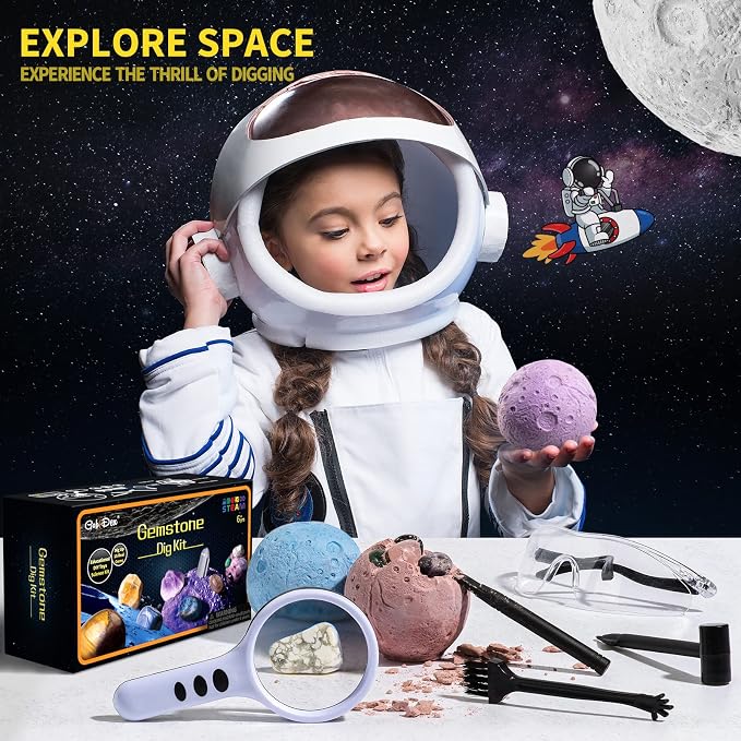 GobiDex 15 Gemstones Dig Kit, Space Science Kit for Kids Ages 6+ | STEM Educational Space Toys Planet Collection Kit, Archaeology Geology Science Projects Gift for Boys&Girls Age 6+