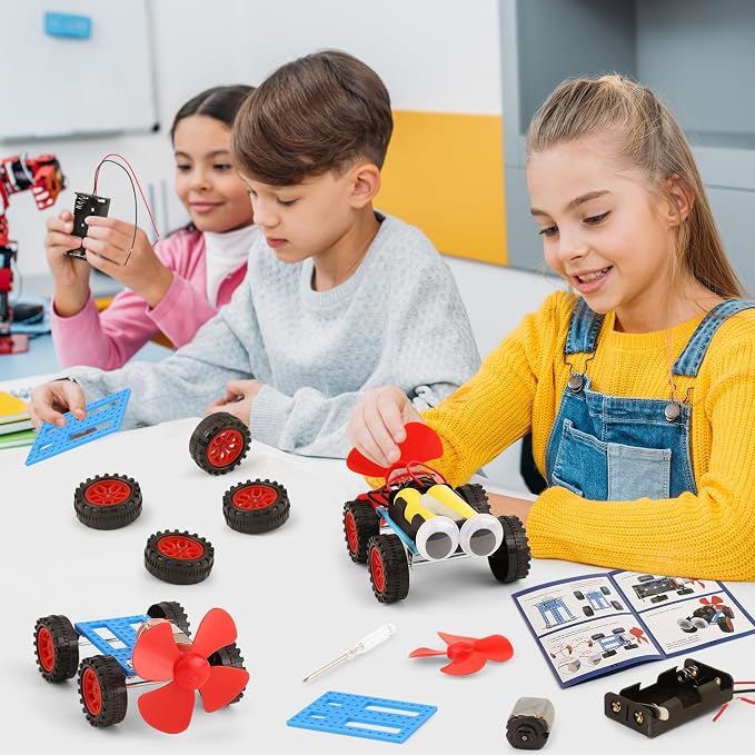 STEM Science Kits for Kids, 5 Set Wind Powered Car for Boy Toys Bulk Gifts | STEM Toys for ages 8-13, Robot Building Crafts Kit for Classroom Activities, Engineering Science Experiments Projects 9-12