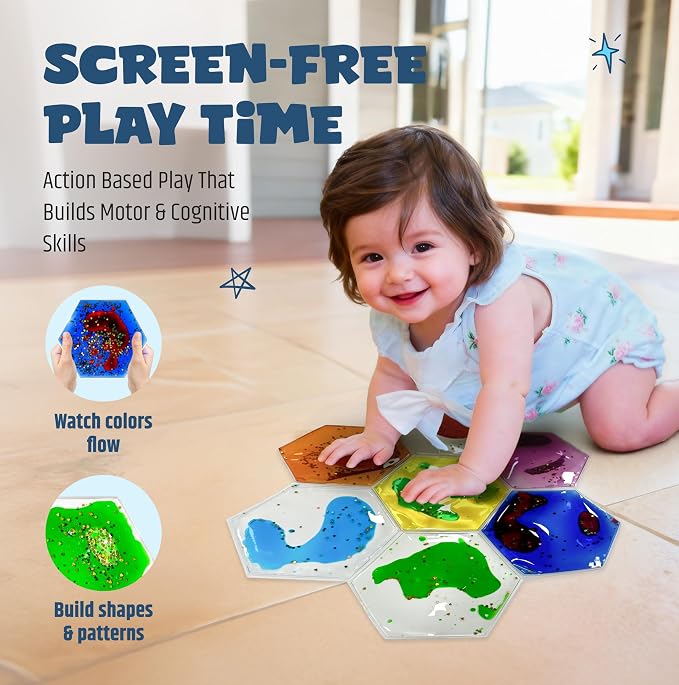 Jumble Comb Hexagon Liquid Motion Sensory Fidget Toy | Liquid-motion sensory toy for ages 3-8 with autism, ADHD or sensory needs; supports focus and visual stimulation.
