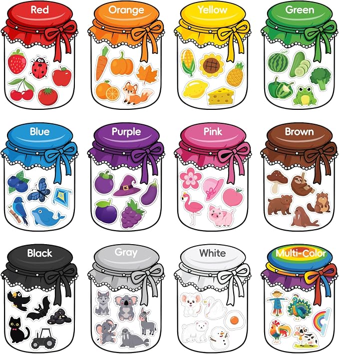 12Pcs Wooden Magnetic Color Sorting 72 Fridge Magnets for Kids | Refrigerator Magnets for Color Sorting Fine Motor Early Education Gifts