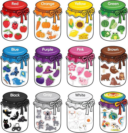 12Pcs Wooden Magnetic Color Sorting 72 Fridge Magnets for Kids | Refrigerator Magnets for Color Sorting Fine Motor Early Education Gifts