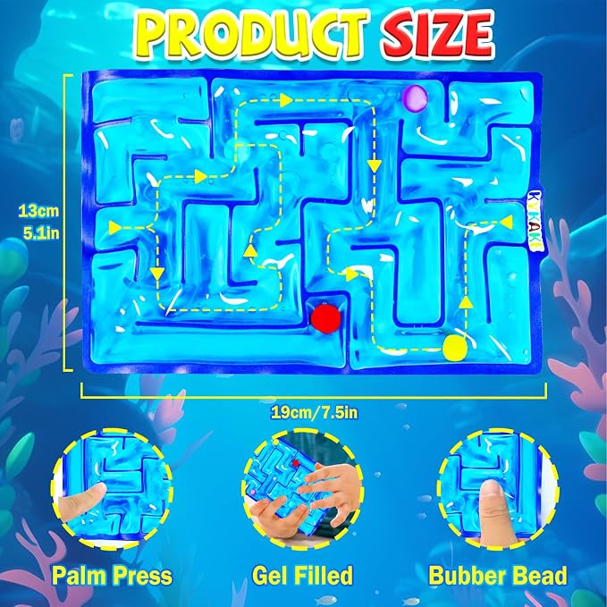 Sensory Maze Fidget, Sensory Toys Fidget Gel Filled Squishy Toy for Kids Adults Autism Stress Anxiety Relief Toys with Filled Goo for Calming Valentines Day Gifts for Him Her (Blue)