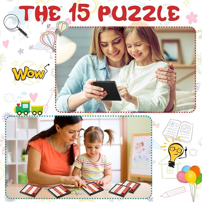 24 Pcs 15 Slide Puzzles for Kids Number Slide Puzzle Set - Brain Teaser and IQ Educational Toy for Teens, 2.6 x 2.6 Inches, Ideal for Teacher Rewards, and Learning Toys Great Party Favors