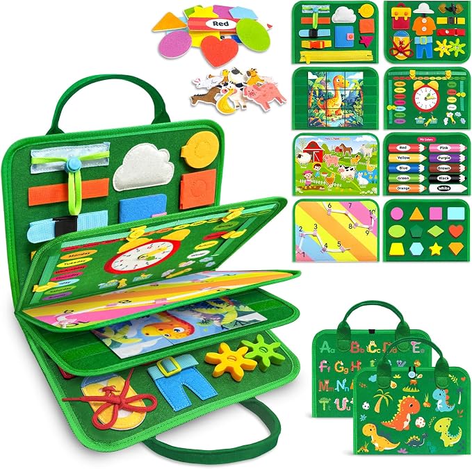 Busy Board Montessori Toys for Toddler Boy Birthday Gifts Busy Book | Sensory Toys, Airplane Car Travel Toy, Learning Educational Toys, Activity Book, Toddler Activities, Fine Motor Skills