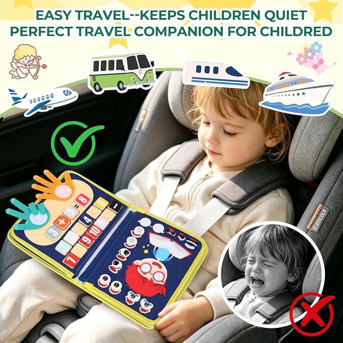 Busy Board Montessori Toys, Busy Book for 3 Year Old Toddler Boy Birthday Gifts, Montessori Toys Busy Board for Toddlers, Learning Educational Toddler Travel Activities
