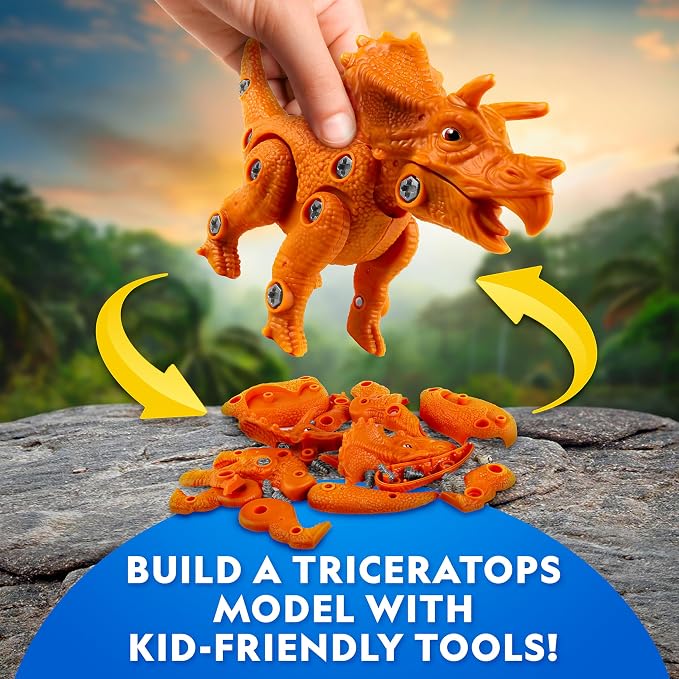 National Geographic Ultimate Dinosaur Toy Activity Kit with 5 Projects | Build a Triceratops, Dig Out a T. Rex Tooth, Paint a Dino Car, Create Clay Models, 5 Hands-On Craft Activities, Birthday Gift
